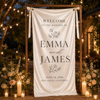 Personalized Wedding Welcome Banner, Satin Fabric Sign With Ribbon – product photo 7