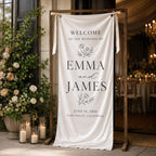 Personalized Wedding Welcome Banner, Satin Fabric Sign With Ribbon – product photo 8