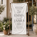 Personalized Wedding Welcome Banner, Satin Fabric Sign With Ribbon – product photo 4