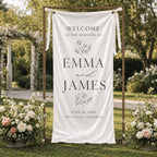 Personalized Wedding Welcome Banner, Satin Fabric Sign With Ribbon – product photo 10