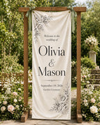 Personalized Wedding Welcome Banner, Floral Satin Ceremony Sign – product photo 6