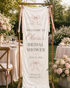 Personalized Satin Bridal Shower Welcome Banner, Custom Event Decor – product photo 3