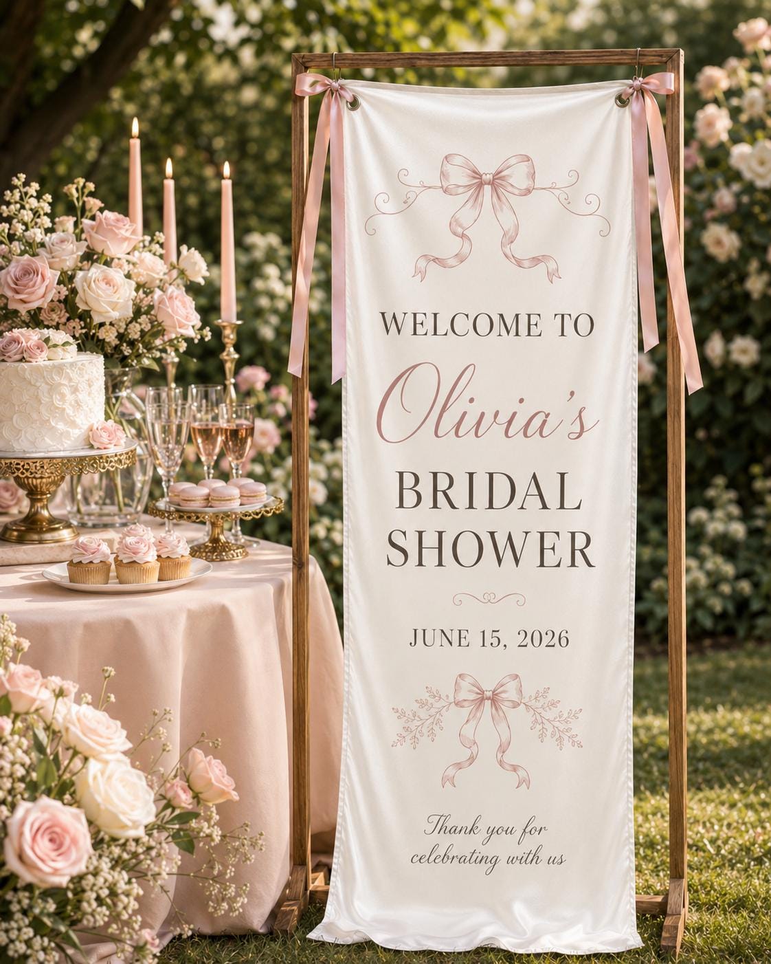 Personalized Satin Bridal Shower Welcome Banner, Custom Event Decor - product image 9