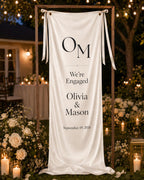 Minimal Engagement Banner, Personalized Fabric Welcome Sign – main product view