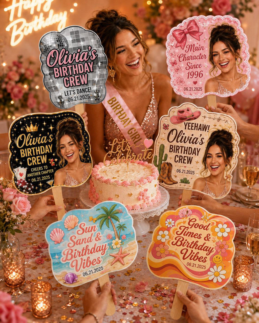 Custom Photo Birthday Hand Fan, Personalized Party Prop Favor - product image 6