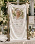 Memorial Photo Banner, Personalized Celebration of Life Fabric Sign, Custom Satin Remembrance – product photo 8