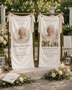 Memorial Photo Banner, Personalized Celebration of Life Fabric Sign, Custom Satin Remembrance – product photo 7