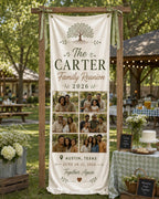 Family Reunion Photo Banner, Custom Surname Fabric Sign, Personalized Satin Family Gathering – product photo 5
