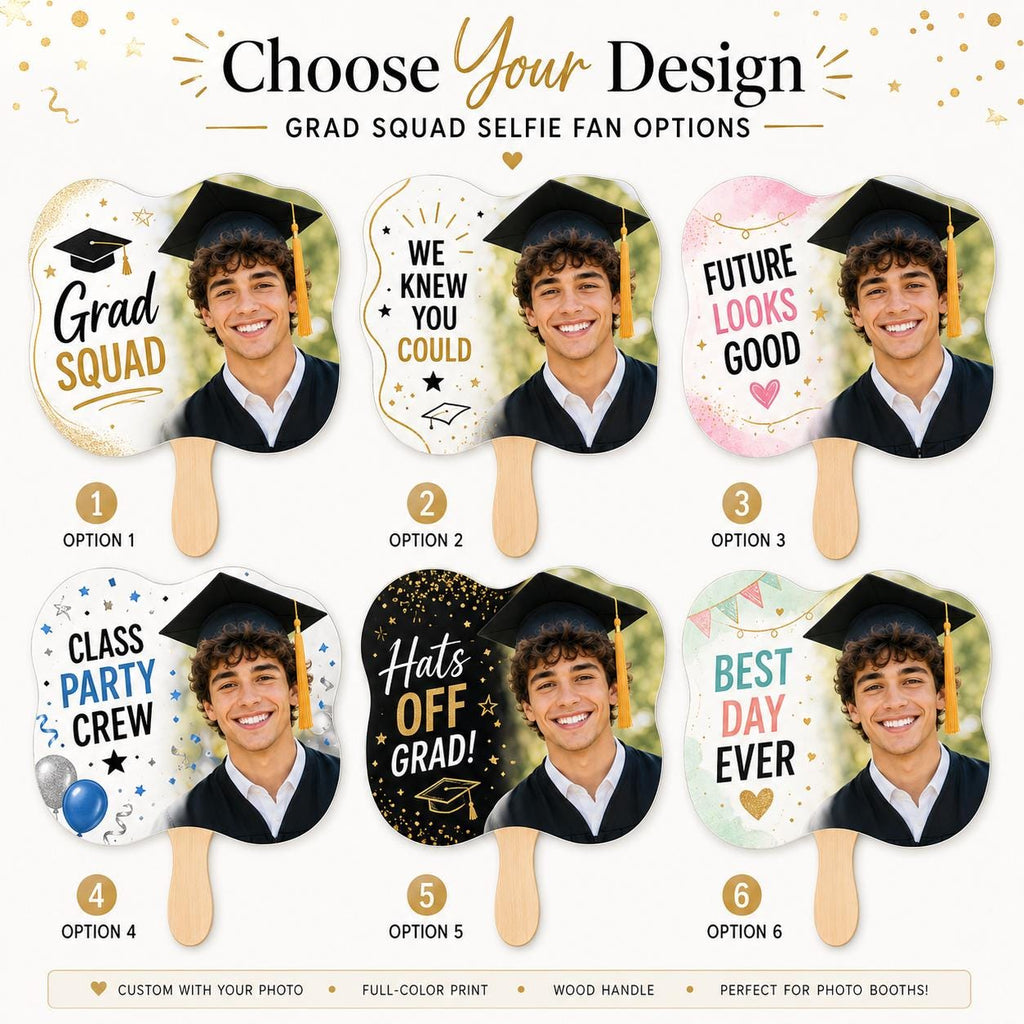 Custom Photo Graduation Party Fans, Class of 2026 Grad Squad Favors - product image 4