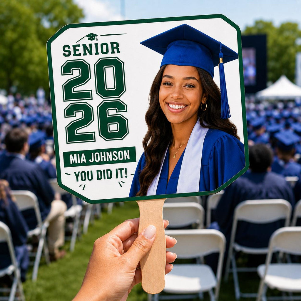 Custom Graduation Photo Fan, Class of 2026 Personalized Grad Prop - product image 1