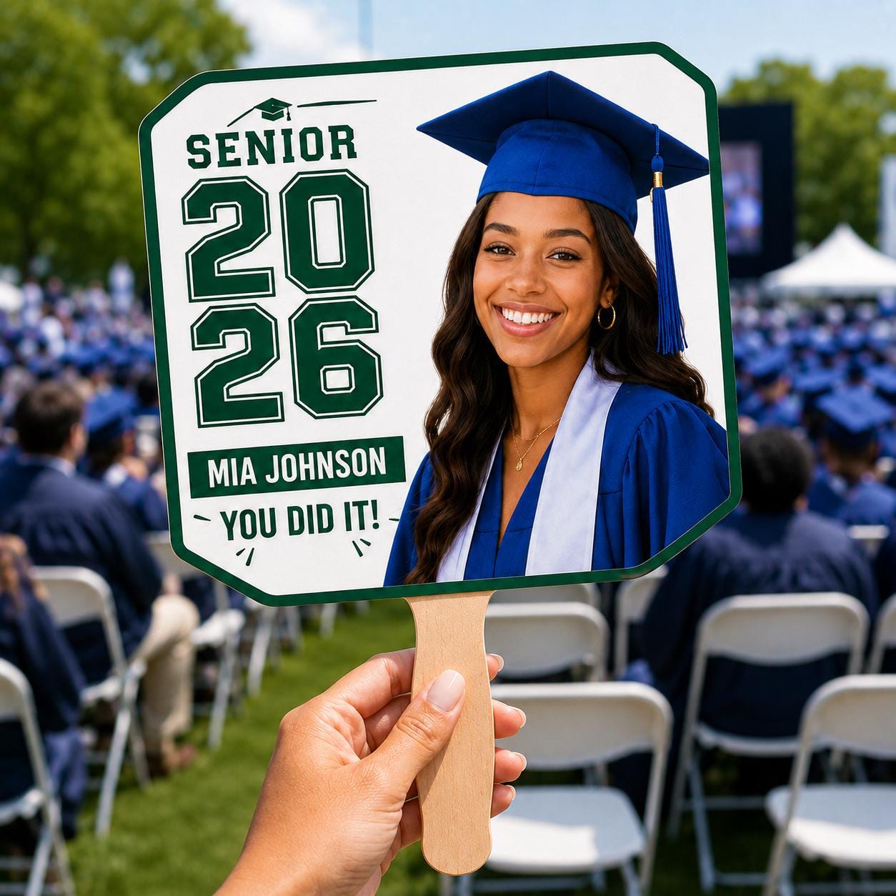 Custom Graduation Photo Fan, Class of 2026 Personalized Grad Prop - product image 1
