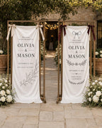 Wedding Welcome Banner, Personalized Satin Ceremony Sign – product photo 5