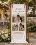 Wedding Welcome Banner, Personalized Satin Ceremony Sign – main product view