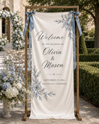 Wedding Welcome Banner, Personalized Satin Ceremony Sign – product photo 8