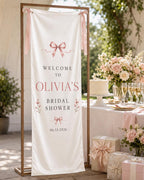 Personalized Satin Bridal Shower Welcome Banner, Custom Fabric Event Signage – product photo 6
