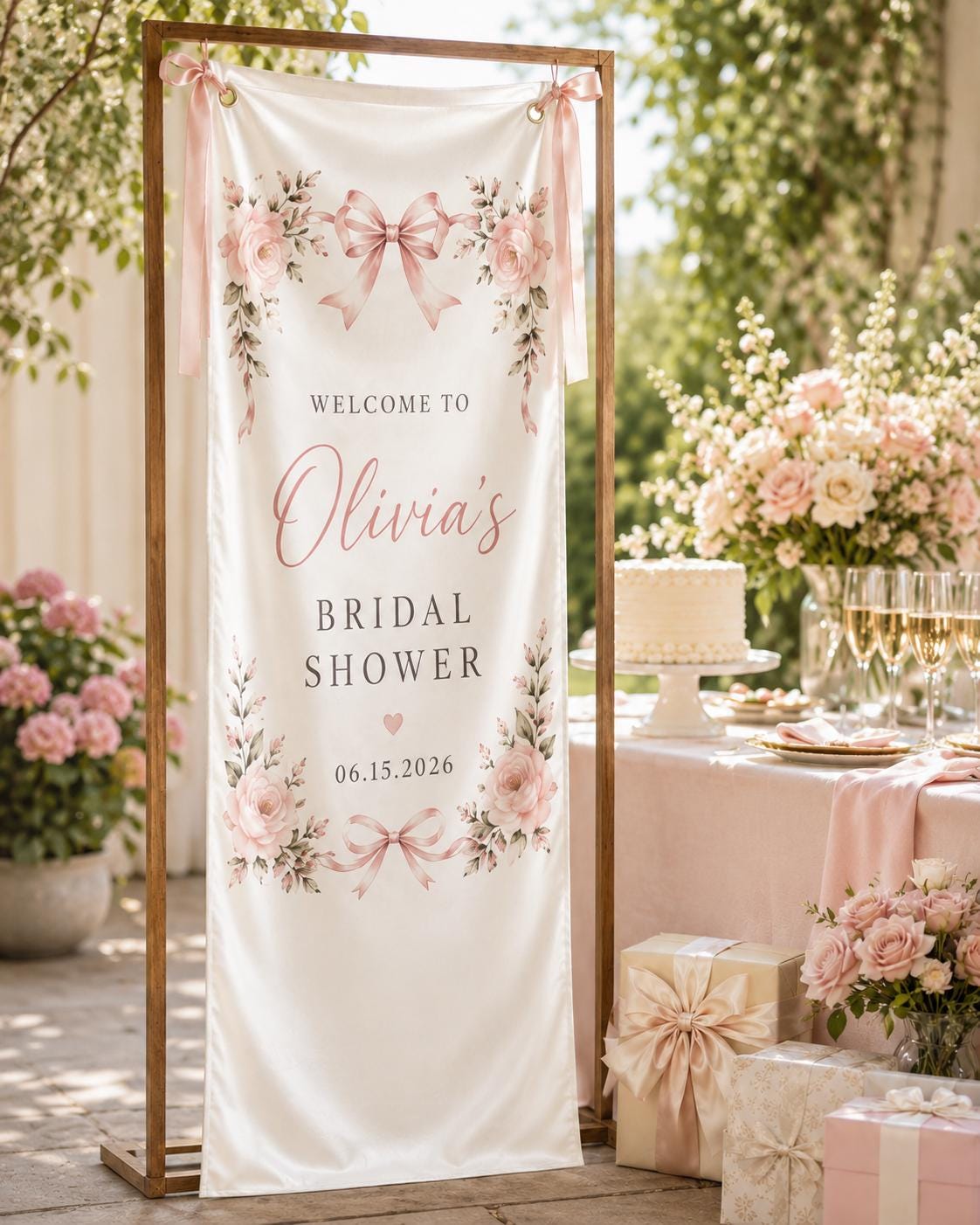 Personalized Satin Bridal Shower Welcome Banner, Custom Fabric Event Signage - product image 8