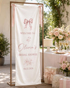 Personalized Satin Bridal Shower Welcome Banner, Custom Fabric Event Signage – product photo 9