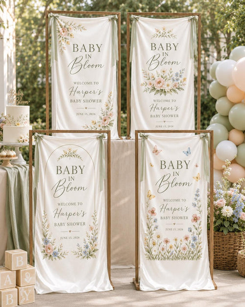 Baby in Bloom Garden Banner, Personalized Floral Baby Shower Welcome Sign - product image 2