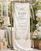 Baby in Bloom Garden Banner, Personalized Floral Baby Shower Welcome Sign – product photo 9