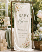 Baby in Bloom Garden Banner, Personalized Floral Baby Shower Welcome Sign – main product view