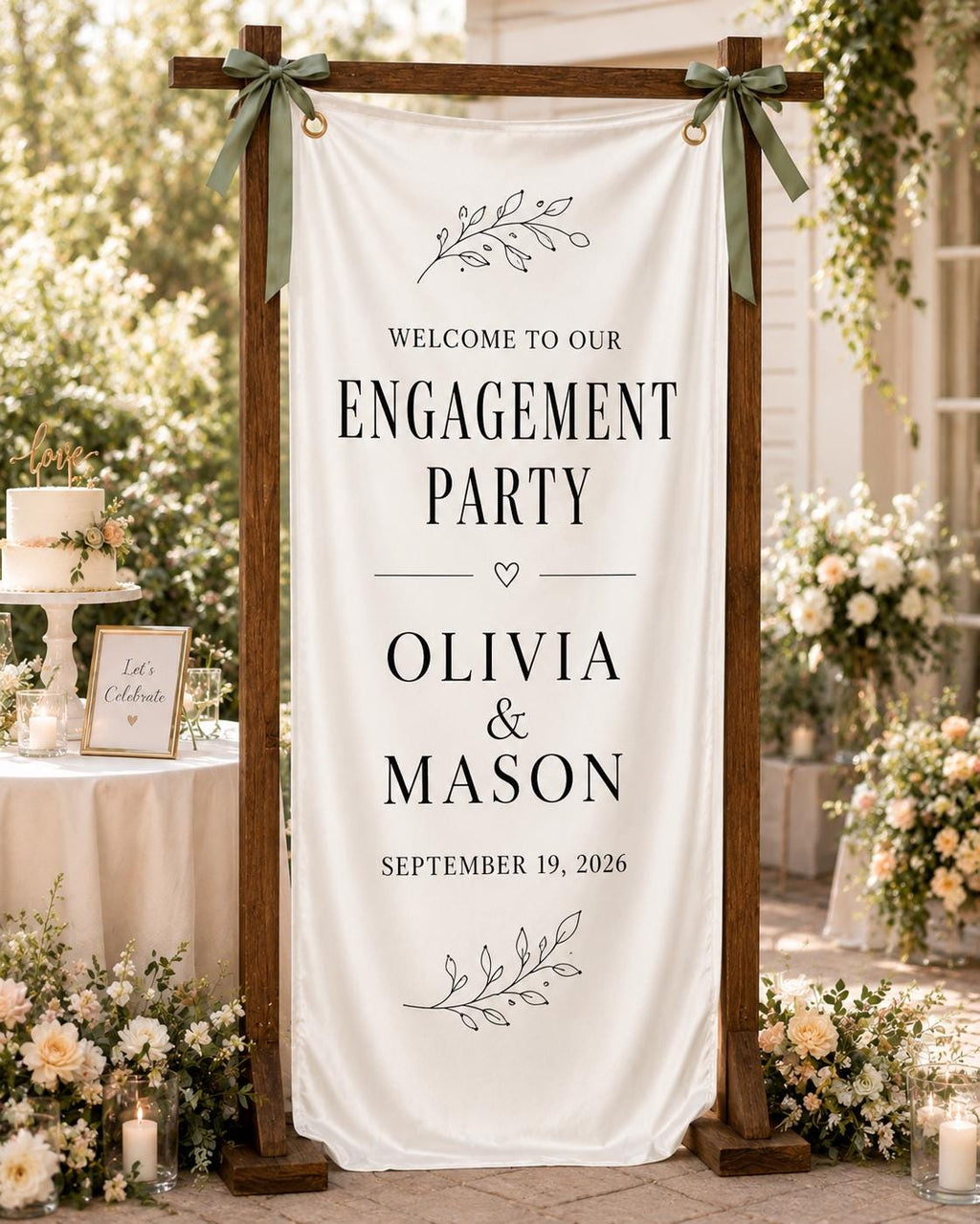 Personalized Satin Engagement Banner, Custom Couple Welcome Sign - product image 7