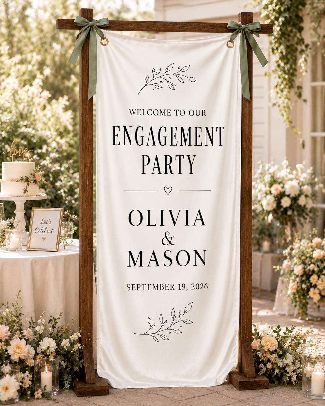 Personalized Satin Engagement Banner, Custom Couple Welcome Sign - product image 7