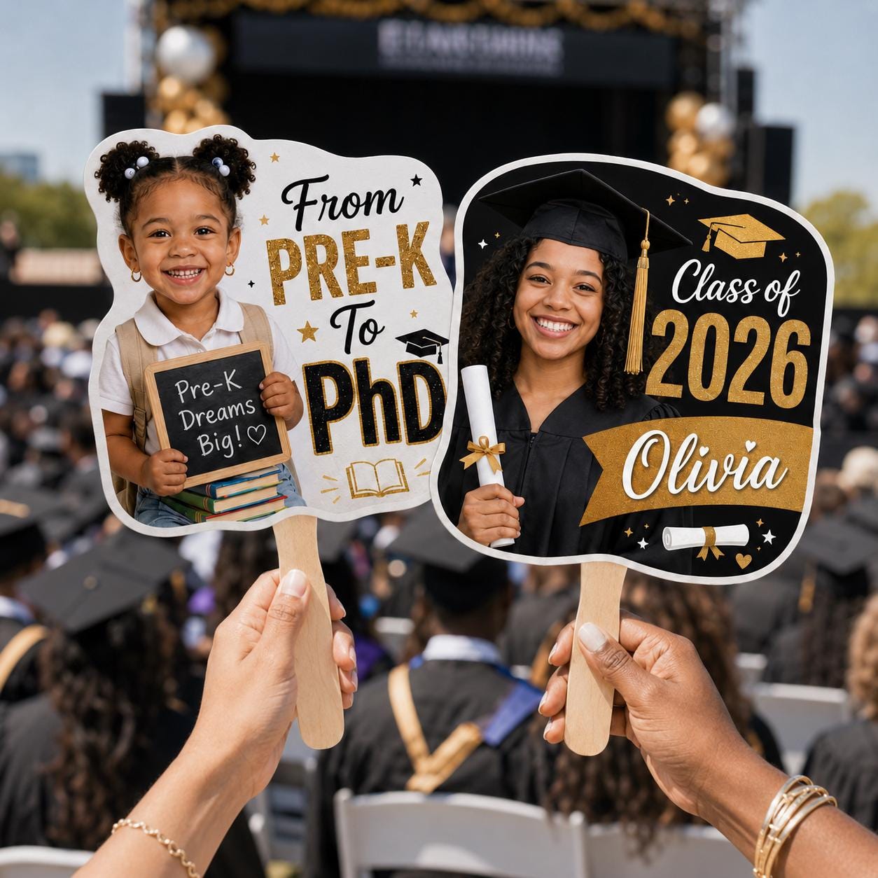 Custom Graduation Photo Hand Fan, Class of 2026 Grad Prop, Personalized Timeline Souvenir - product image 7