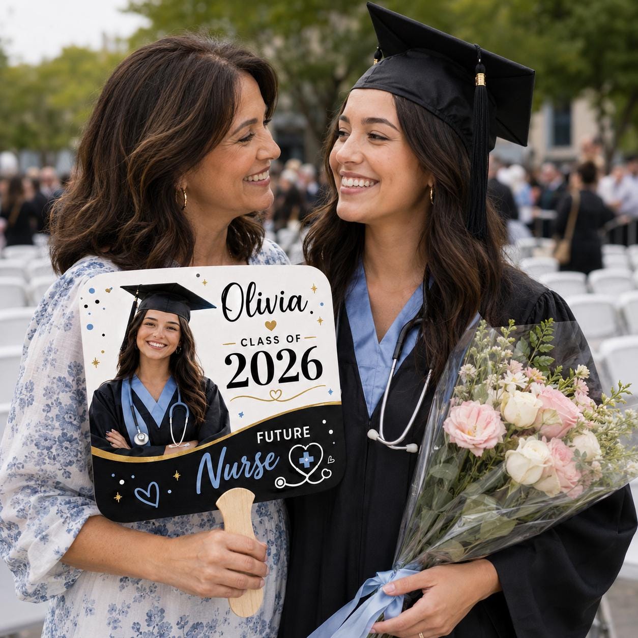 Custom Photo Graduation Fan, Class of 2026 Future Nurse Prop - product image 1