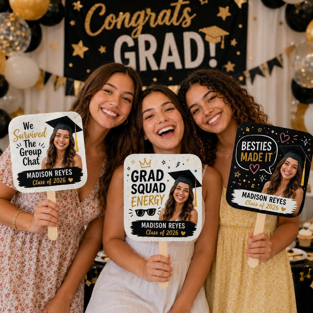 Custom Photo Graduation Hand Fans, Class of 2026 Party Props, Personalized Grad Favors - product image 7