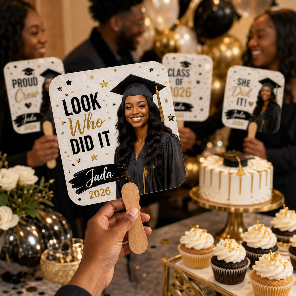 Custom Graduation Photo Hand Fans, Class of 2026 Party Props, Personalized Grad Favors - product image 1
