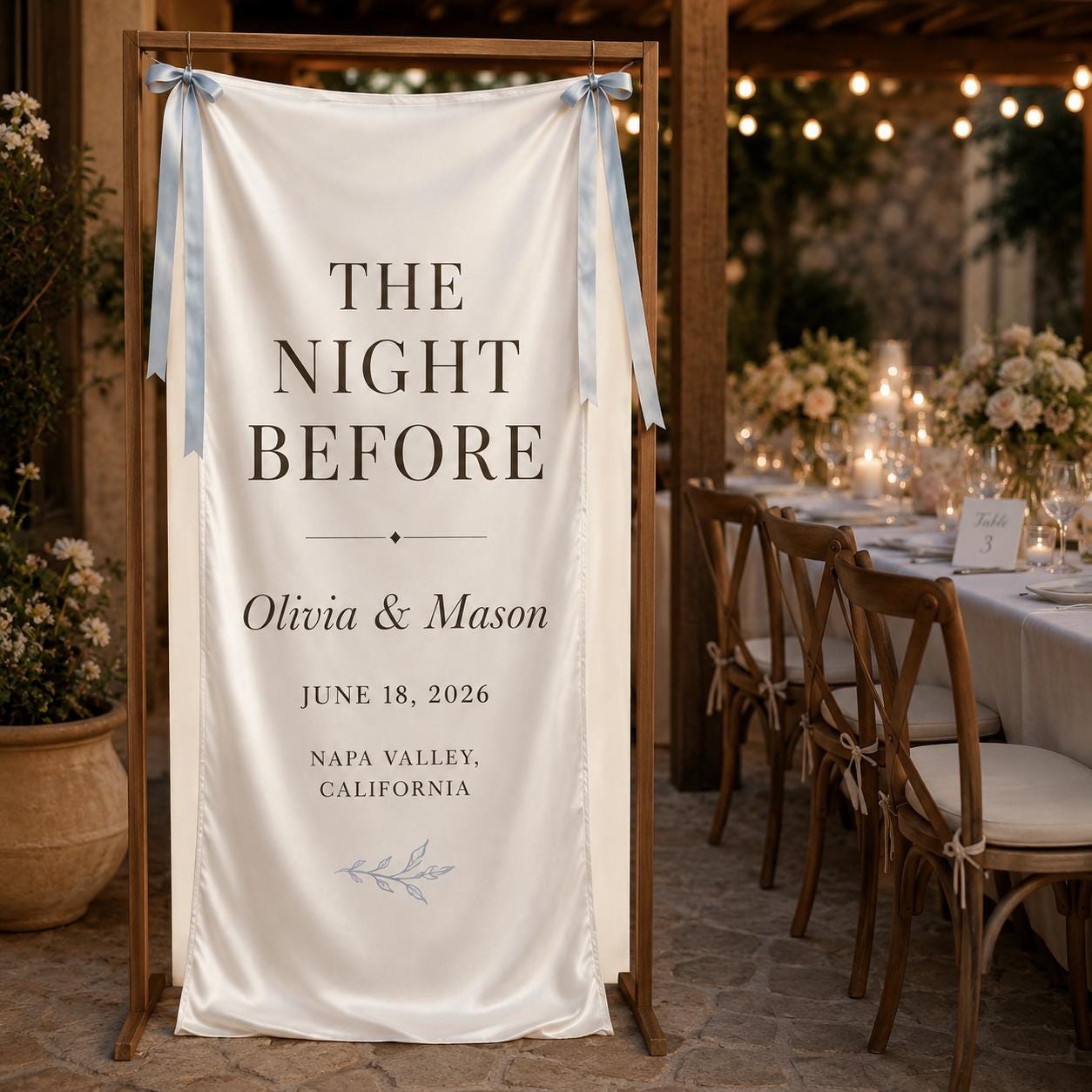 Personalized Satin Wedding Welcome Banner, Rehearsal Dinner Sign - product image 3