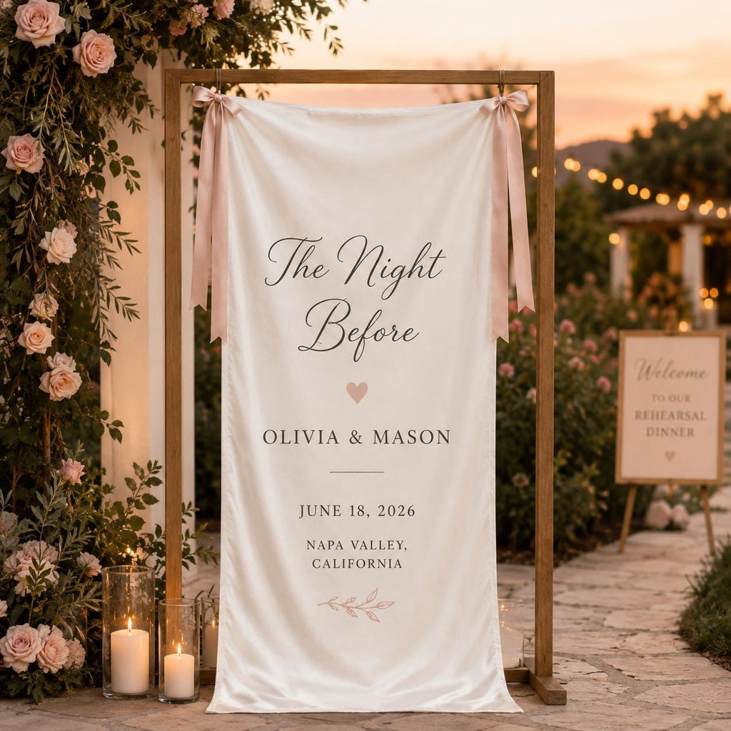 Personalized Satin Wedding Welcome Banner, Rehearsal Dinner Sign - product image 8