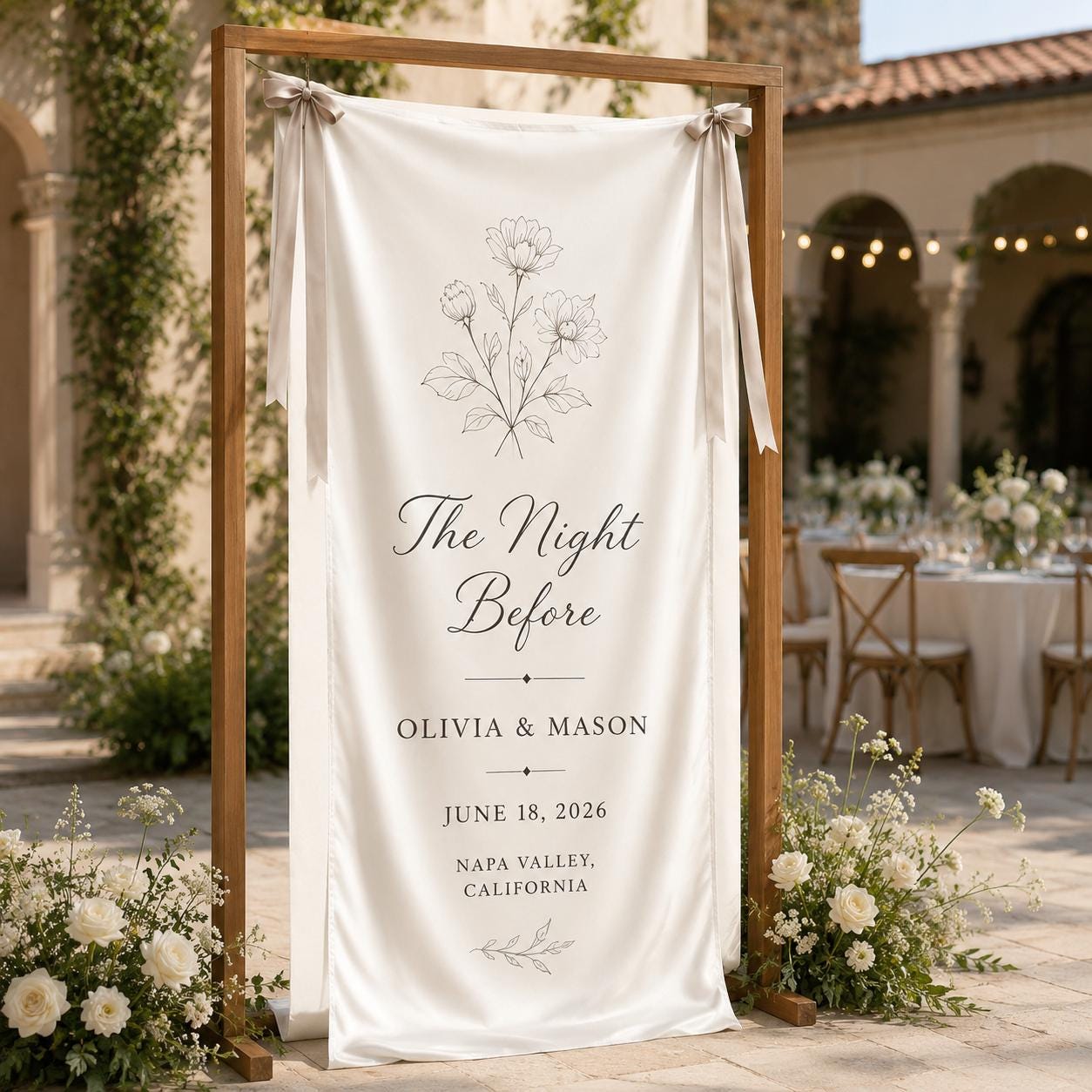 Personalized Satin Wedding Welcome Banner, Rehearsal Dinner Sign - product image 7