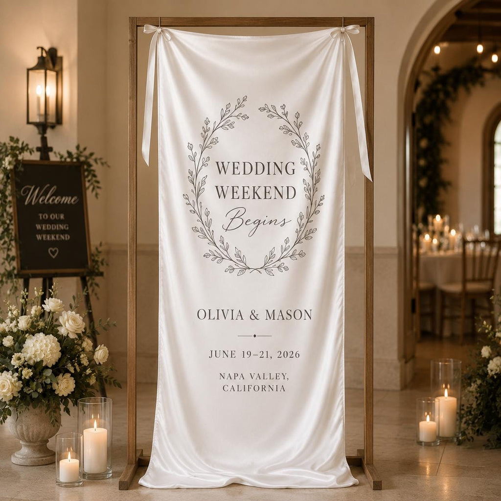 Personalized Satin Wedding Welcome Banner, Event Decor Signage - product image 7