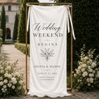 Personalized Satin Wedding Welcome Banner, Event Decor Signage – main product view