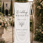 Personalized Satin Wedding Welcome Banner, Event Decor Signage – product photo 8