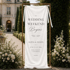 Personalized Satin Wedding Welcome Banner, Event Decor Signage – product photo 3