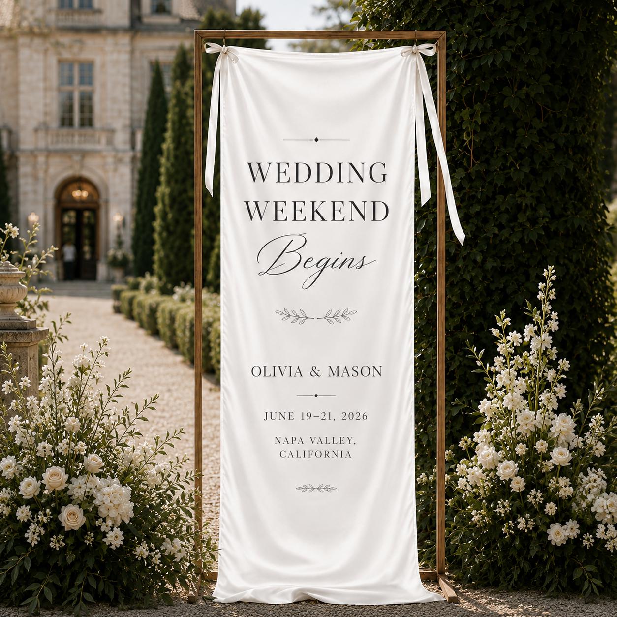 Personalized Satin Wedding Welcome Banner, Event Decor Signage - product image 3