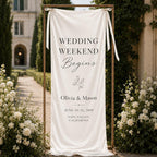 Personalized Satin Wedding Welcome Banner, Event Decor Signage – product photo 10