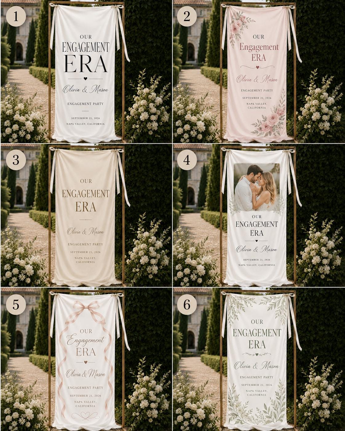 Personalized Engagement Party Satin Banner, Our Engagement Era Welcome Sign - product image 4