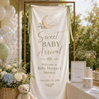 Personalized Satin Baby Shower Welcome Banner, Custom Fabric Event Signage – product photo 10