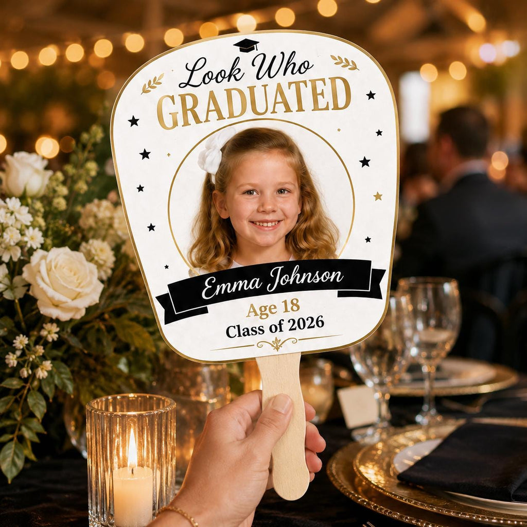 Custom Graduation Photo Fan, Class of 2026 Grad Party Prop, Personalized Keepsake - product image 5