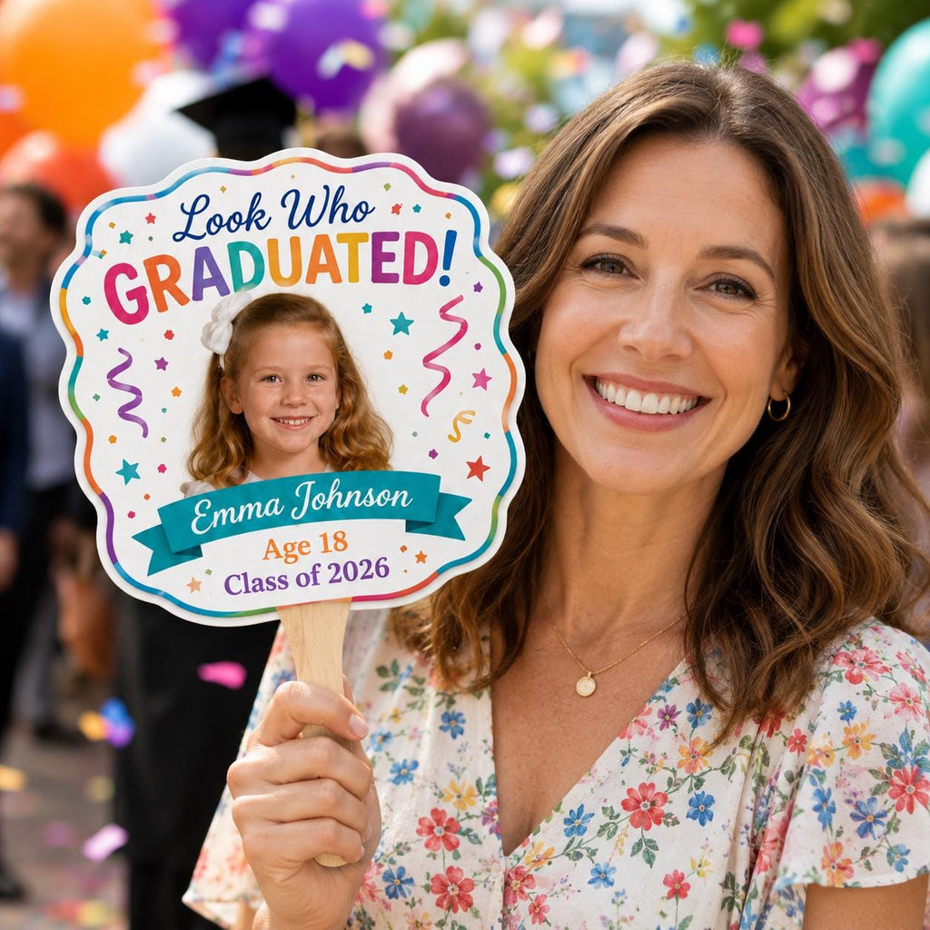 Custom Graduation Photo Fan, Class of 2026 Grad Party Prop, Personalized Keepsake - product image 7