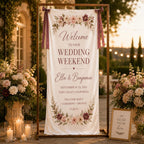 Wedding Weekend Banner, Personalized Satin Welcome Sign, Custom Fabric Wedding Event Decor – product photo 4