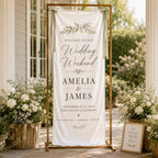 Wedding Weekend Banner, Personalized Satin Welcome Sign, Custom Fabric Wedding Event Decor – product photo 10