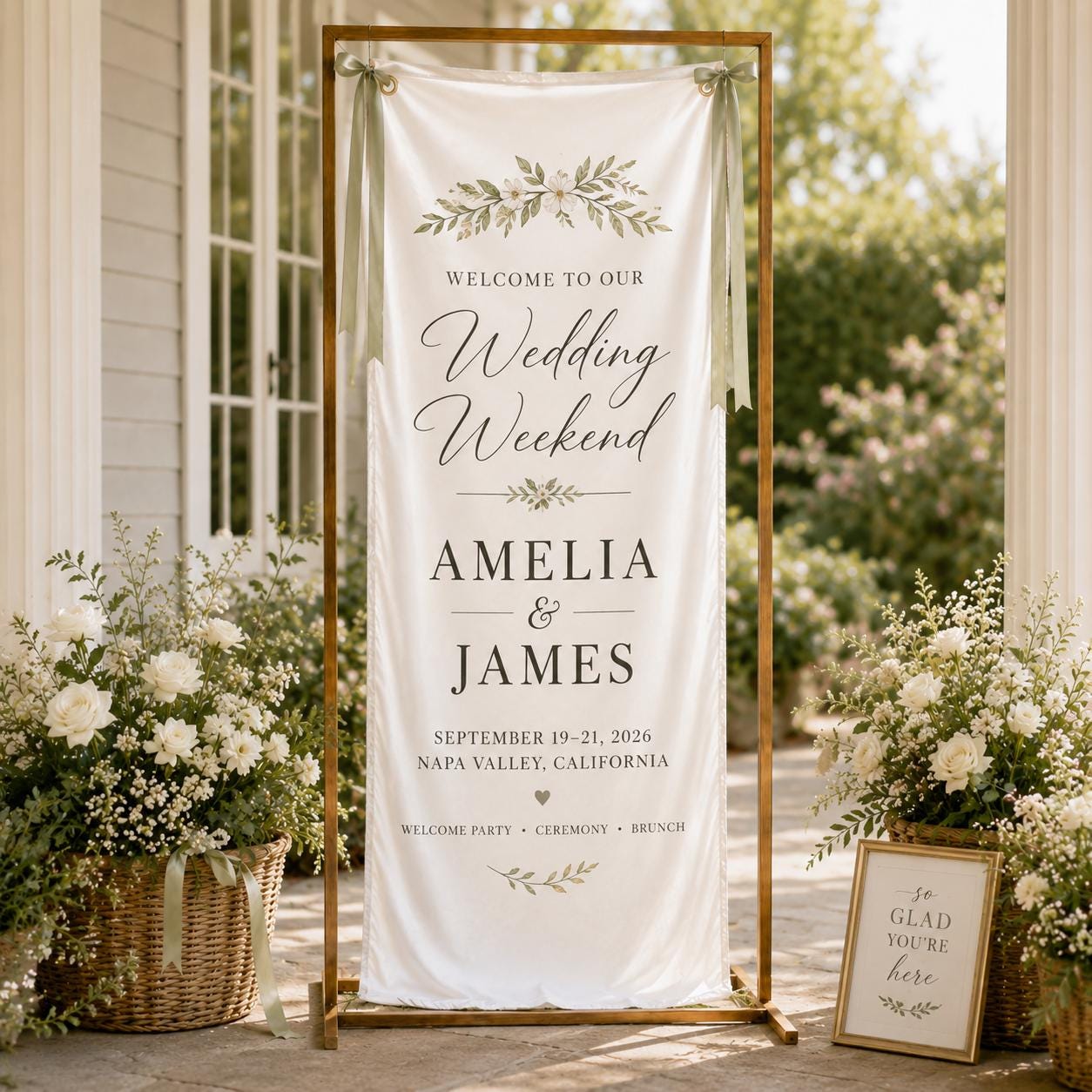 Wedding Weekend Banner, Personalized Satin Welcome Sign, Custom Fabric Wedding Event Decor - product image 10