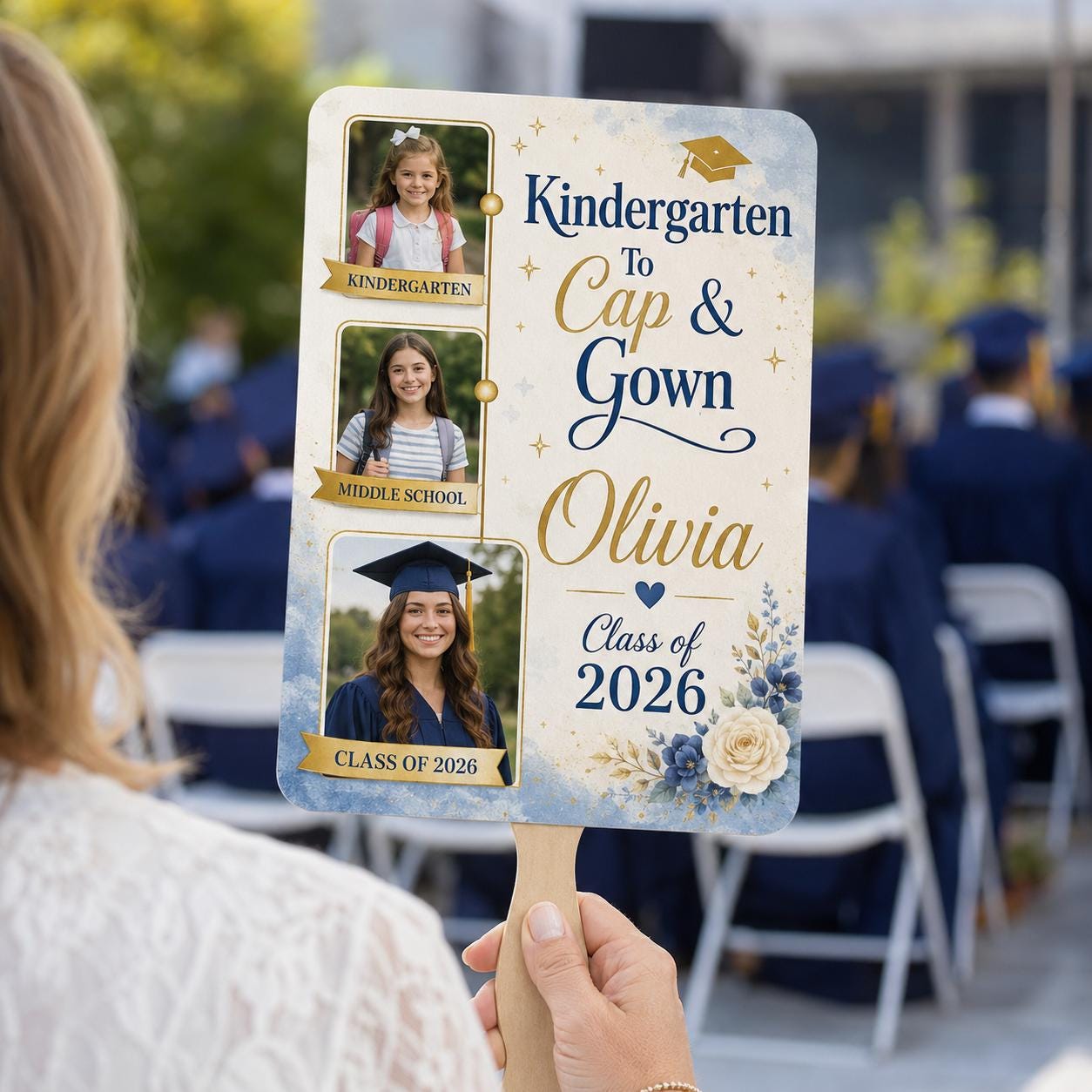 Custom Graduation Photo Fan, Class of 2026 Grad Prop, Personalized Timeline Keepsake - product image 4