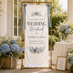 Wedding Weekend Banner, Personalized Satin Welcome Sign, Custom Fabric Wedding Event Decor – product photo 2