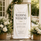 Wedding Weekend Banner, Personalized Satin Welcome Sign, Custom Fabric Wedding Event Decor – product photo 7