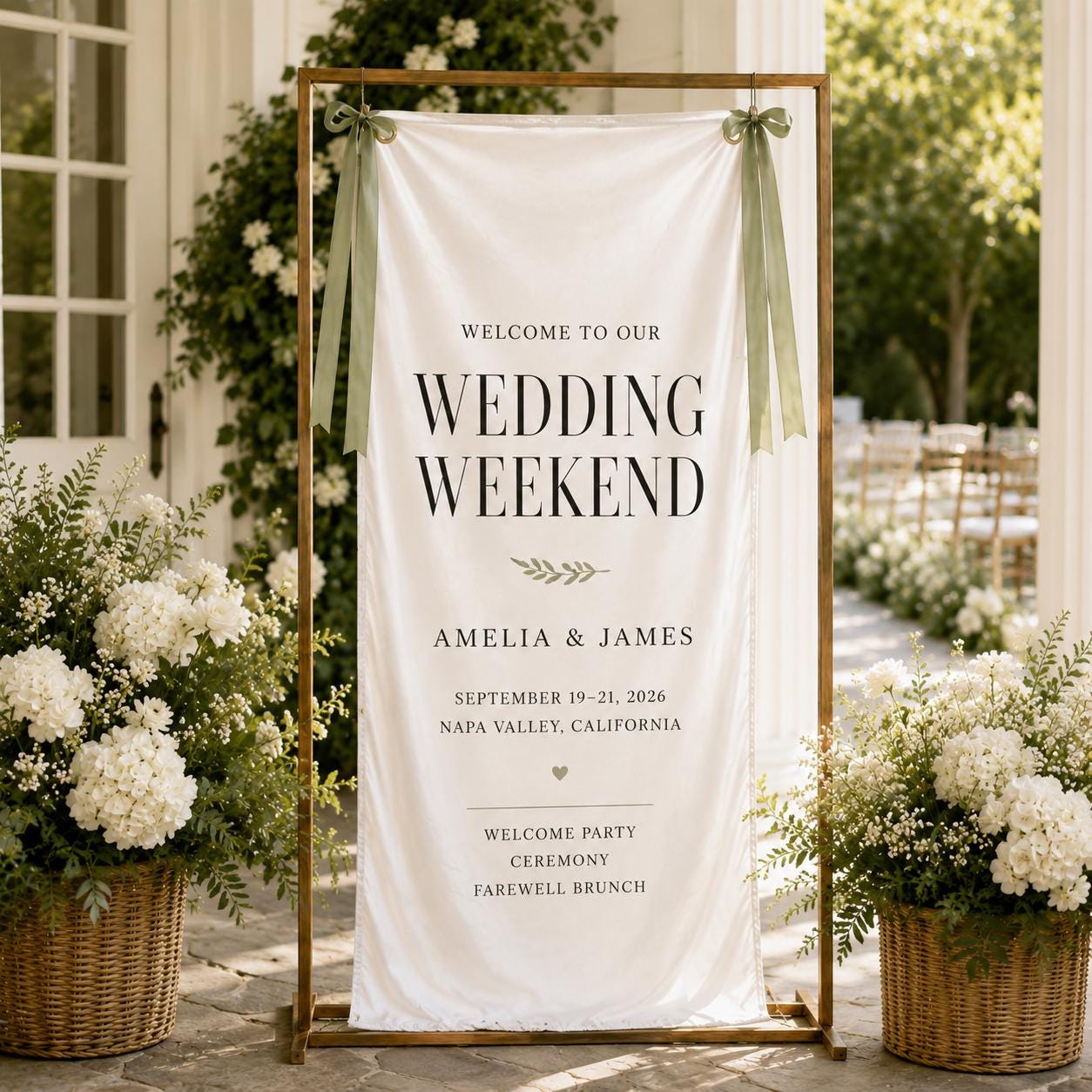 Wedding Weekend Banner, Personalized Satin Welcome Sign, Custom Fabric Wedding Event Decor - product image 7